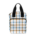 Blue And Brown Tattersall Pattern Print Bible Tote Bag