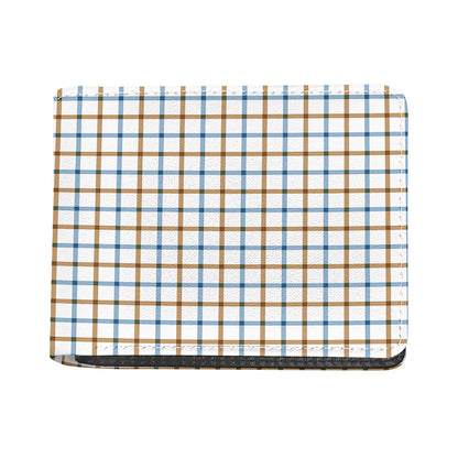 Blue And Brown Tattersall Pattern Print Bifold Wallet