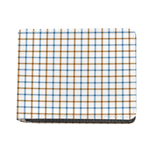Blue And Brown Tattersall Pattern Print Bifold Wallet