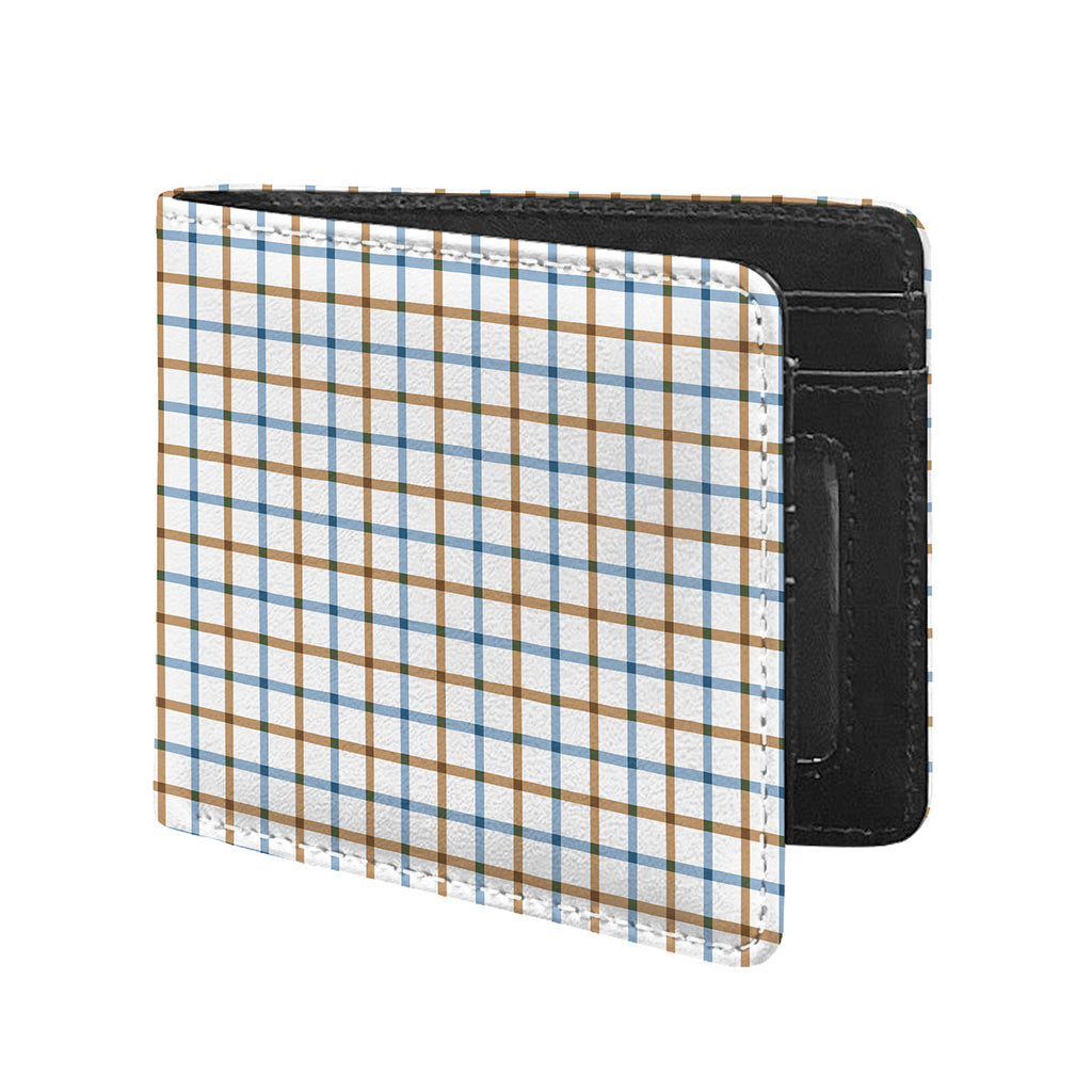 Blue And Brown Tattersall Pattern Print Bifold Wallet