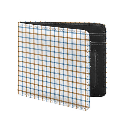 Blue And Brown Tattersall Pattern Print Bifold Wallet