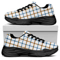 Blue And Brown Tattersall Pattern Print Black Chunky Shoes