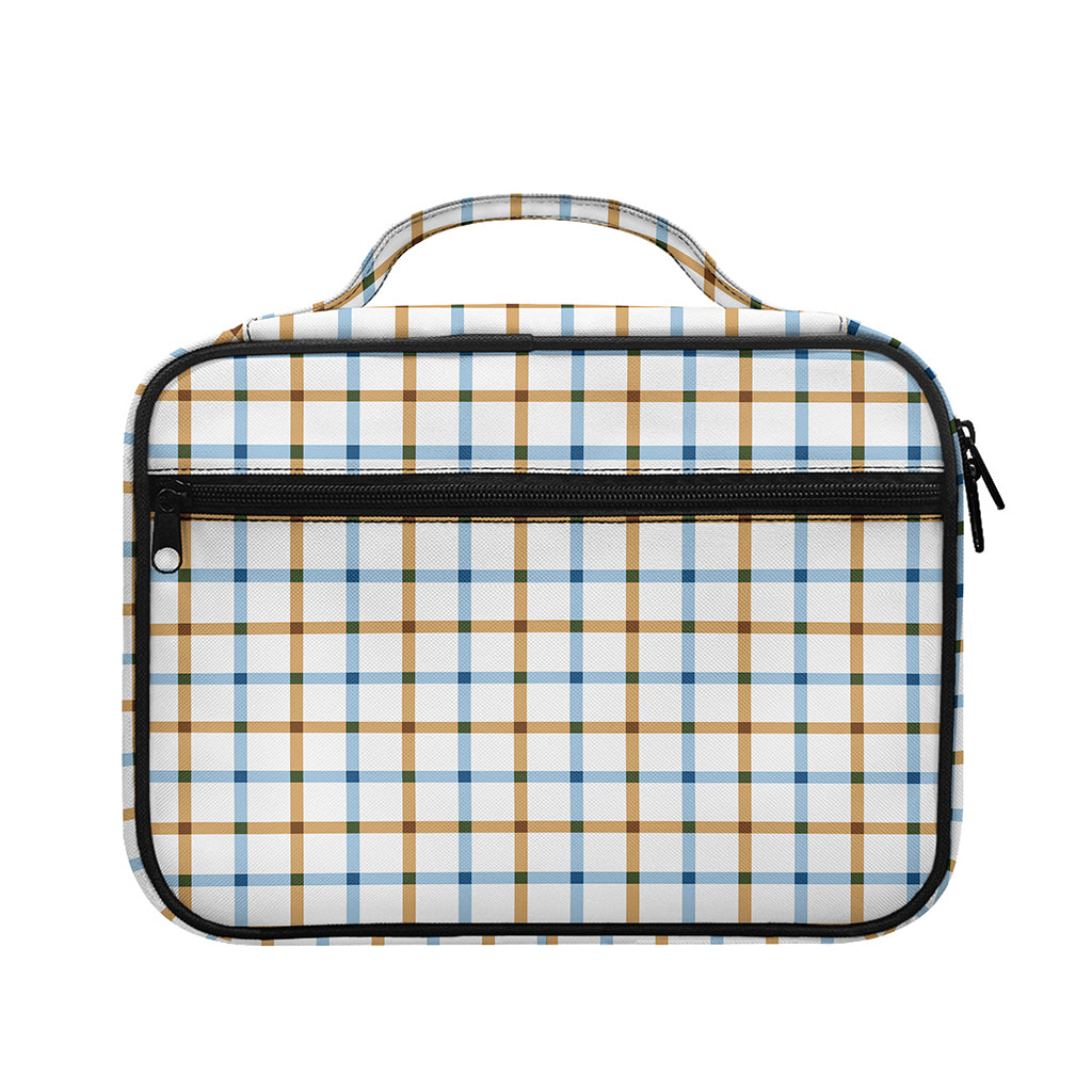 Blue And Brown Tattersall Pattern Print Briefcase Bible Bag