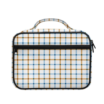 Blue And Brown Tattersall Pattern Print Briefcase Bible Bag