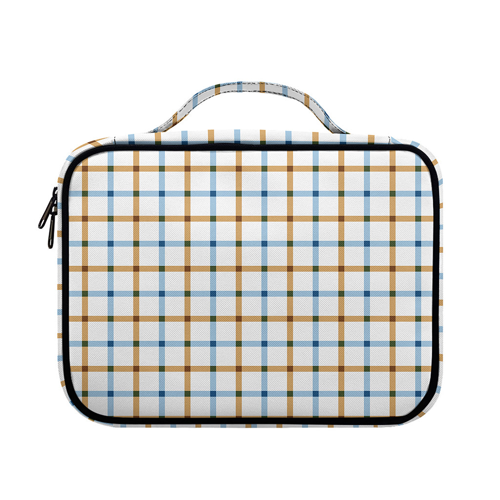 Blue And Brown Tattersall Pattern Print Briefcase Bible Bag