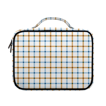 Blue And Brown Tattersall Pattern Print Briefcase Bible Bag