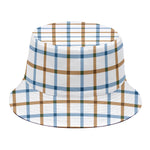 Blue And Brown Tattersall Pattern Print Bucket Hat