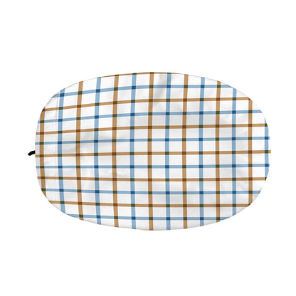Blue And Brown Tattersall Pattern Print Car Side Mirror Covers