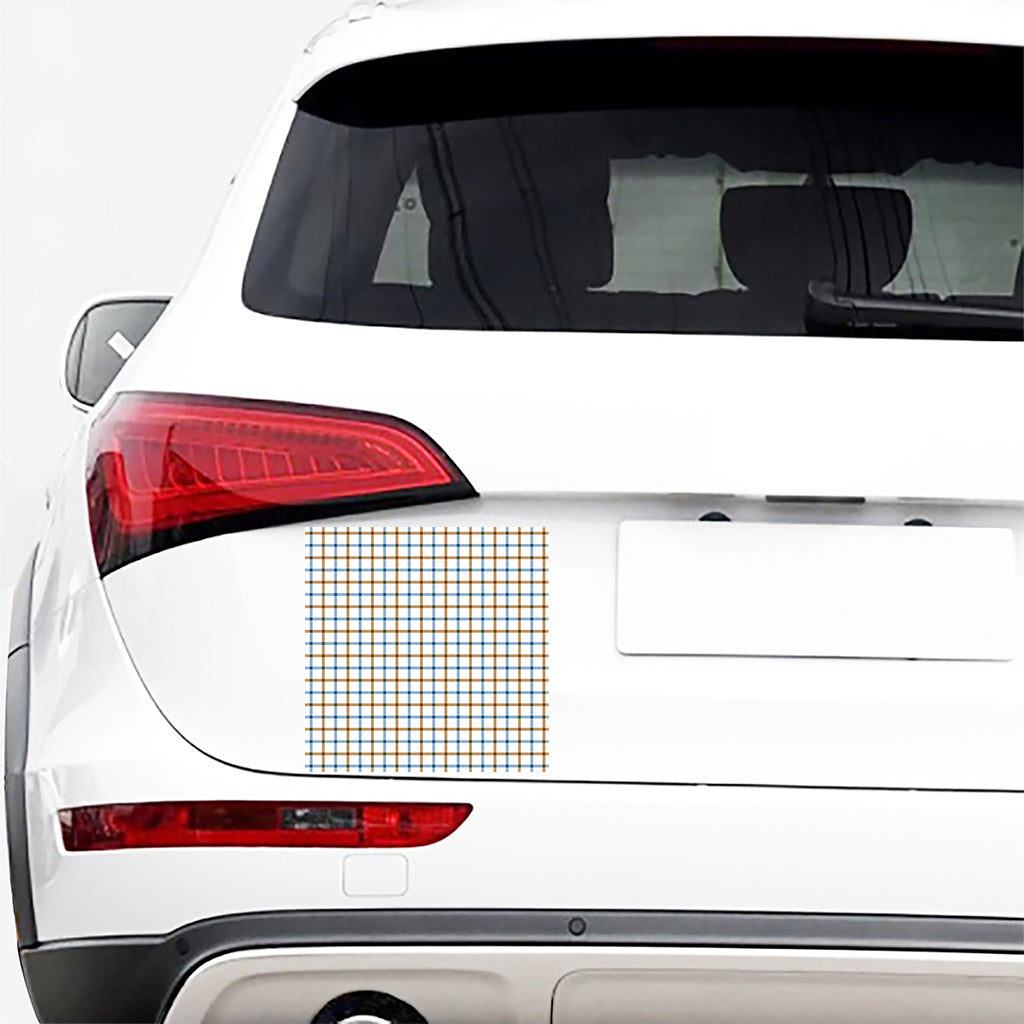 Blue And Brown Tattersall Pattern Print Car Sticker