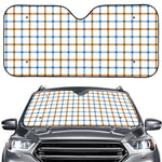 Blue And Brown Tattersall Pattern Print Car Windshield Sun Shade