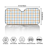 Blue And Brown Tattersall Pattern Print Car Windshield Sun Shade