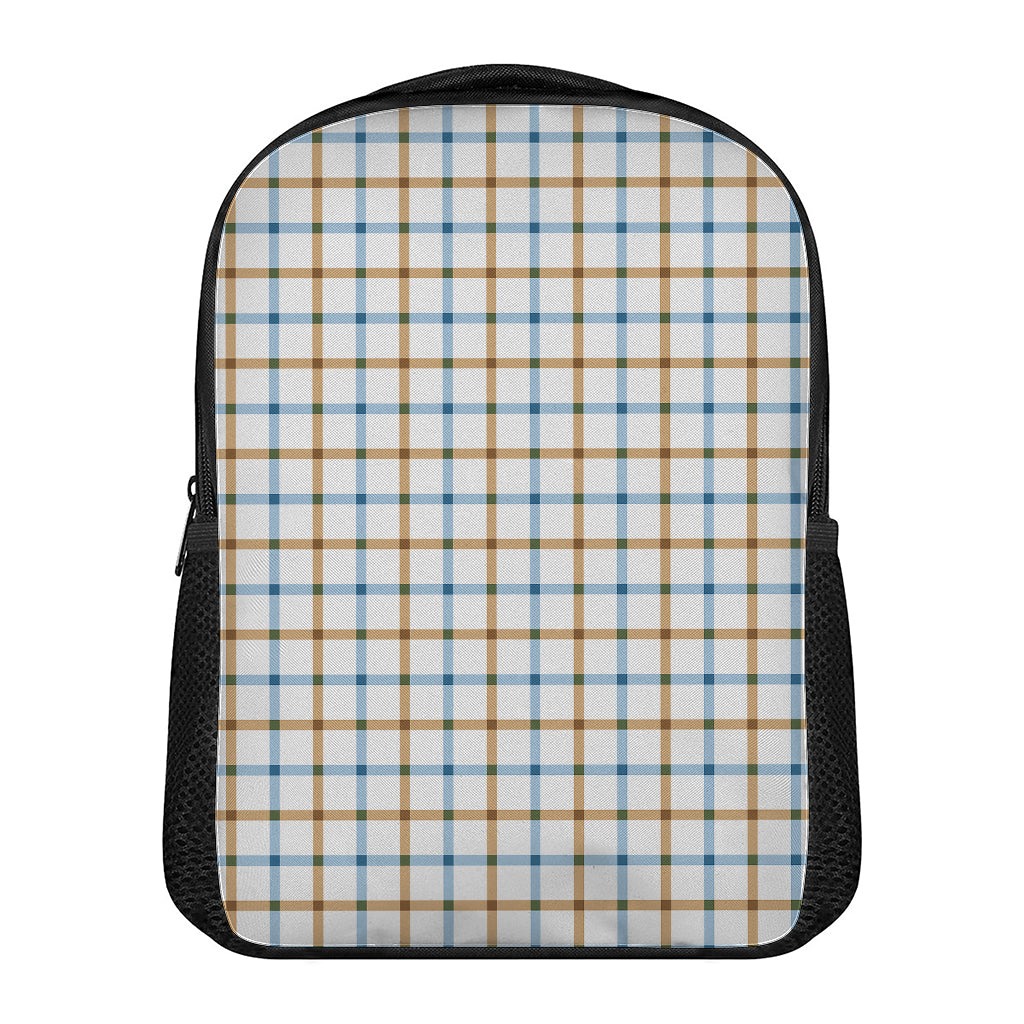 Blue And Brown Tattersall Pattern Print Casual Backpack