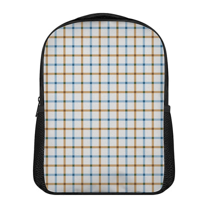 Blue And Brown Tattersall Pattern Print Casual Backpack