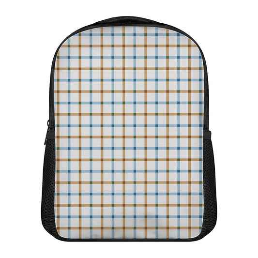 Blue And Brown Tattersall Pattern Print Casual Backpack