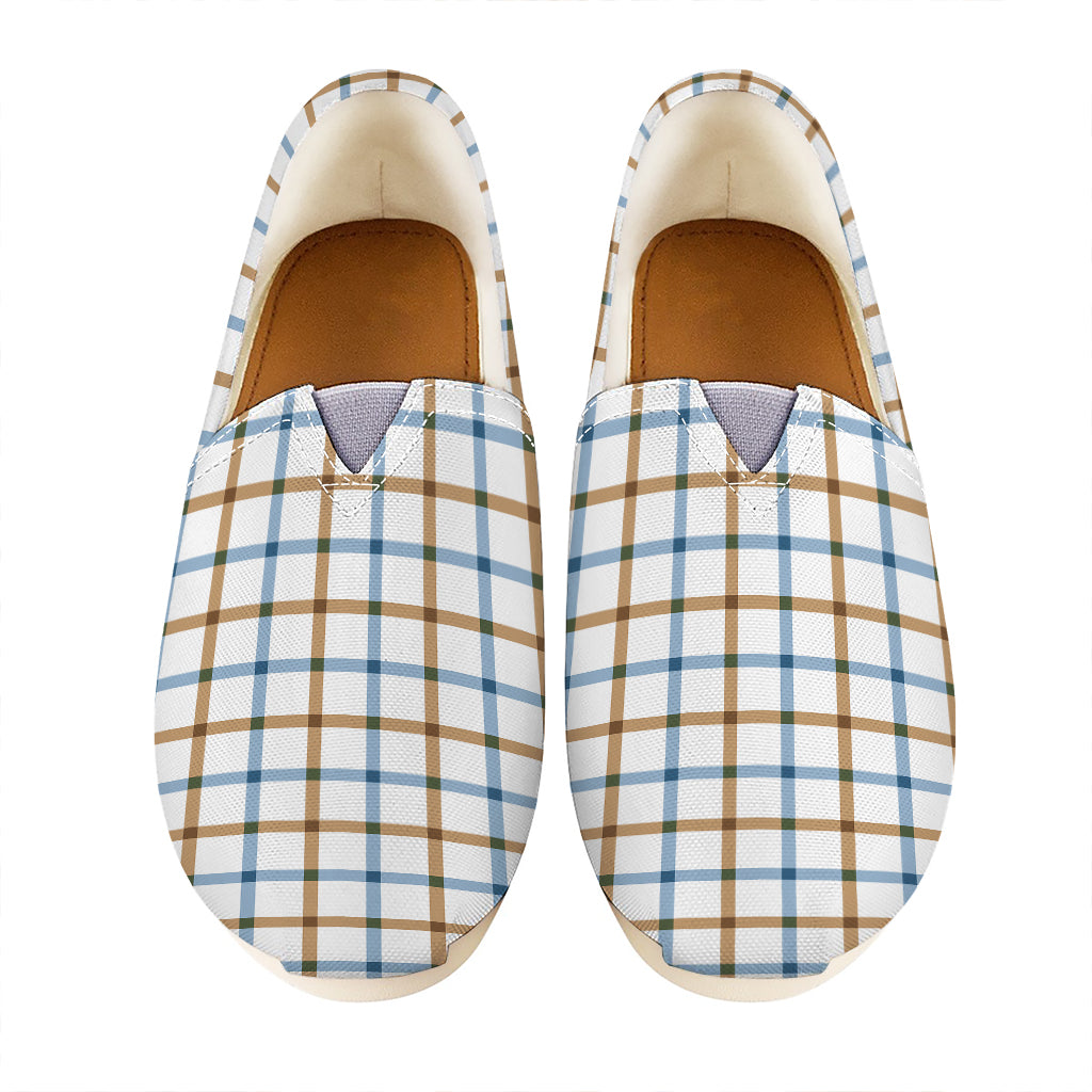 Blue And Brown Tattersall Pattern Print Casual Shoes
