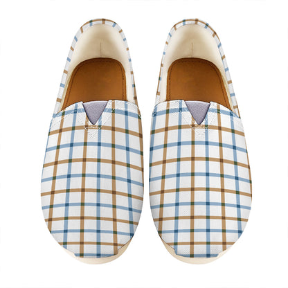 Blue And Brown Tattersall Pattern Print Casual Shoes