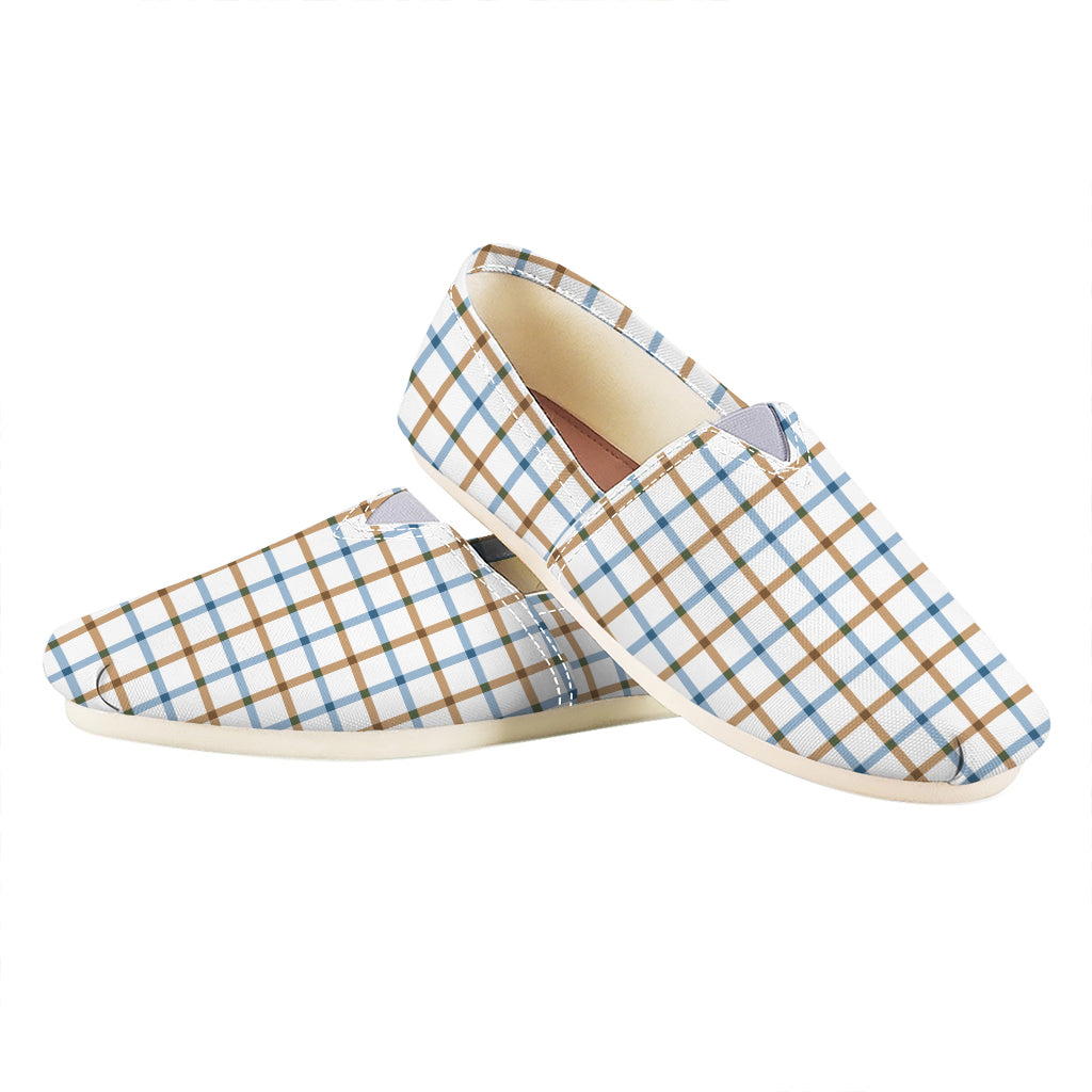 Blue And Brown Tattersall Pattern Print Casual Shoes
