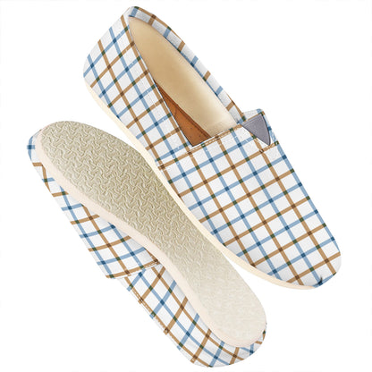 Blue And Brown Tattersall Pattern Print Casual Shoes