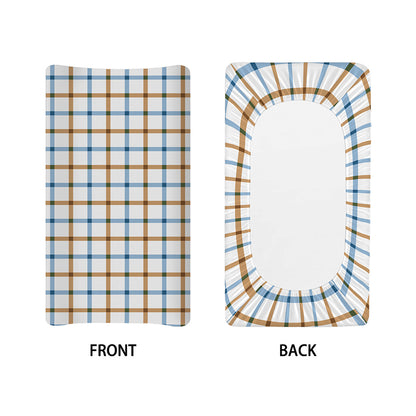 Blue And Brown Tattersall Pattern Print Changing Pad Cover