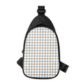 Blue And Brown Tattersall Pattern Print Sling Bag