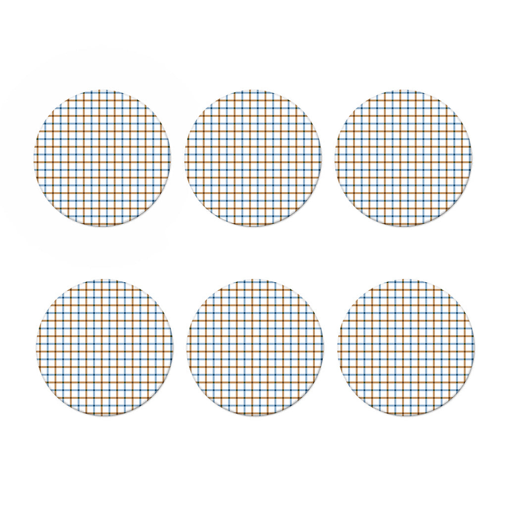 Blue And Brown Tattersall Pattern Print Coaster Set