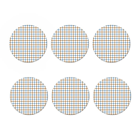 Blue And Brown Tattersall Pattern Print Coaster Set
