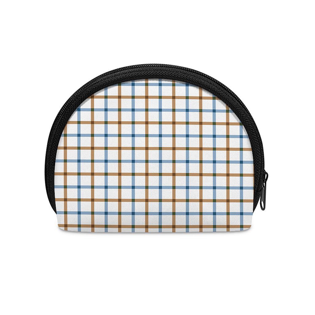 Blue And Brown Tattersall Pattern Print Coin Purse