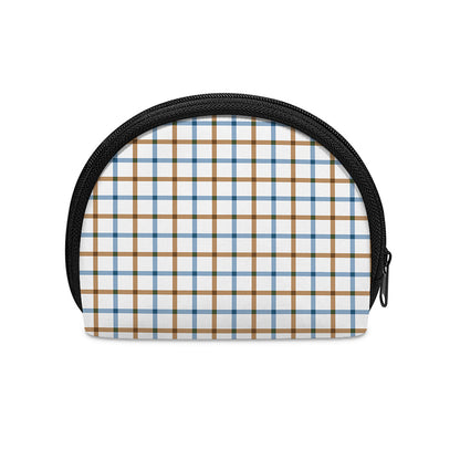 Blue And Brown Tattersall Pattern Print Coin Purse