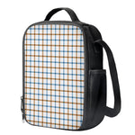 Blue And Brown Tattersall Pattern Print Crossbody Lunch Bag