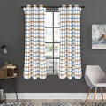 Blue And Brown Tattersall Pattern Print Grommet Curtain Panels