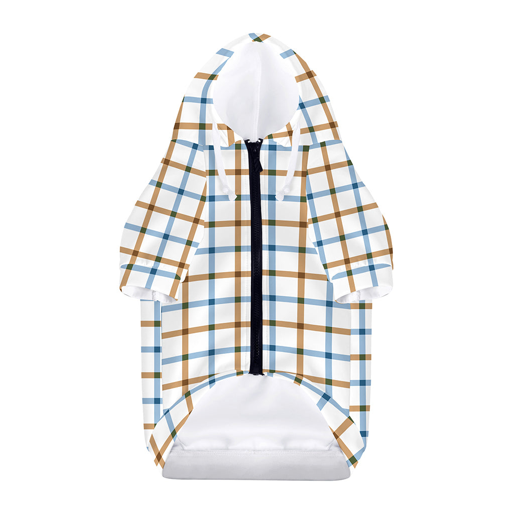 Blue And Brown Tattersall Pattern Print Dog Zip Up Hoodie