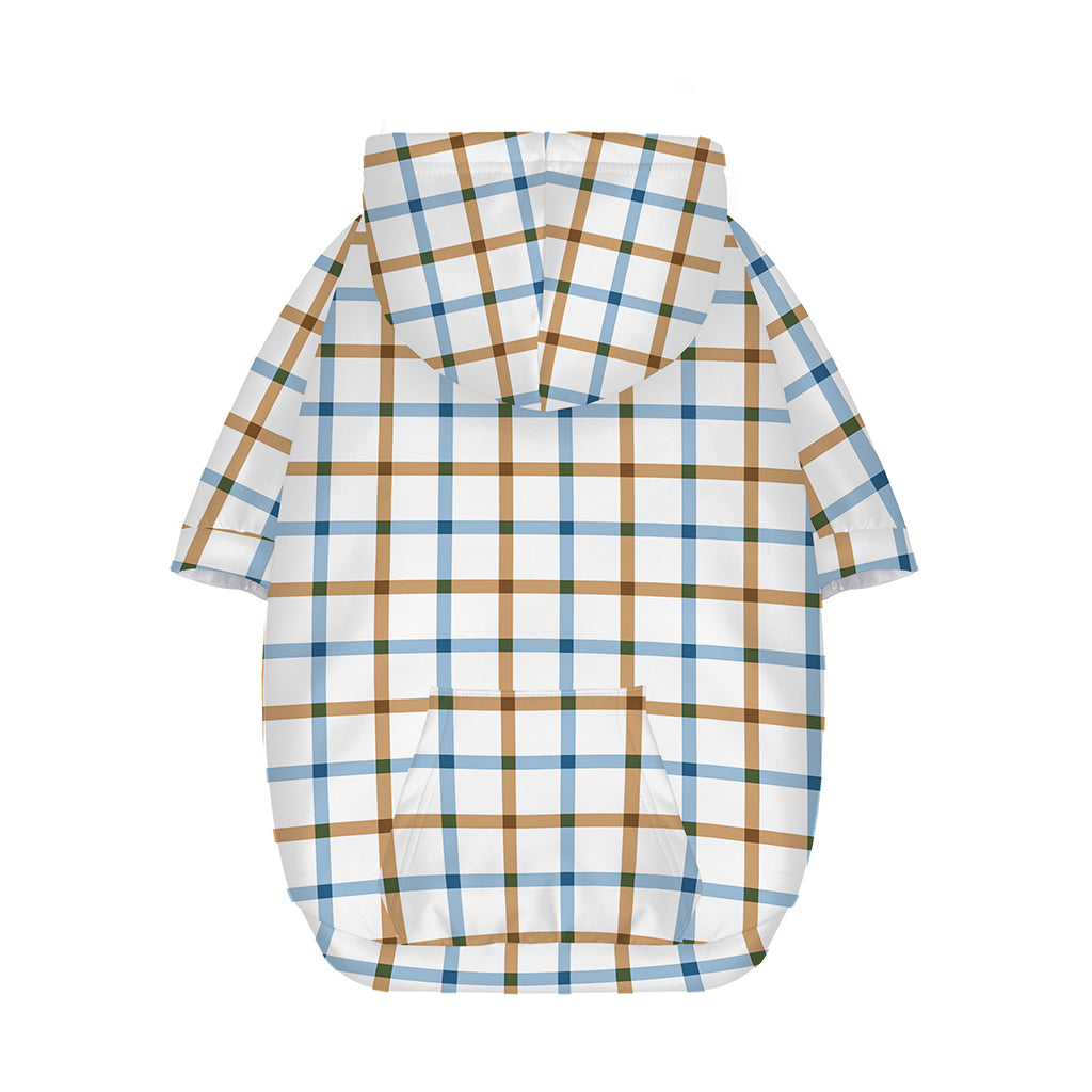 Blue And Brown Tattersall Pattern Print Dog Zip Up Hoodie