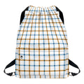 Blue And Brown Tattersall Pattern Print Drawstring Backpack