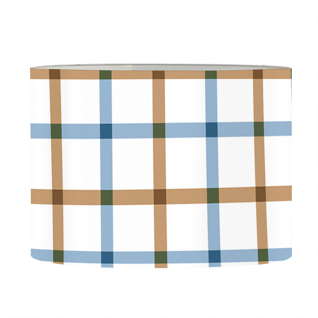 Blue And Brown Tattersall Pattern Print Drum Lamp Shade