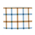 Blue And Brown Tattersall Pattern Print Drum Lamp Shade