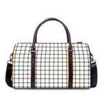 Blue And Brown Tattersall Pattern Print Duffle Bag