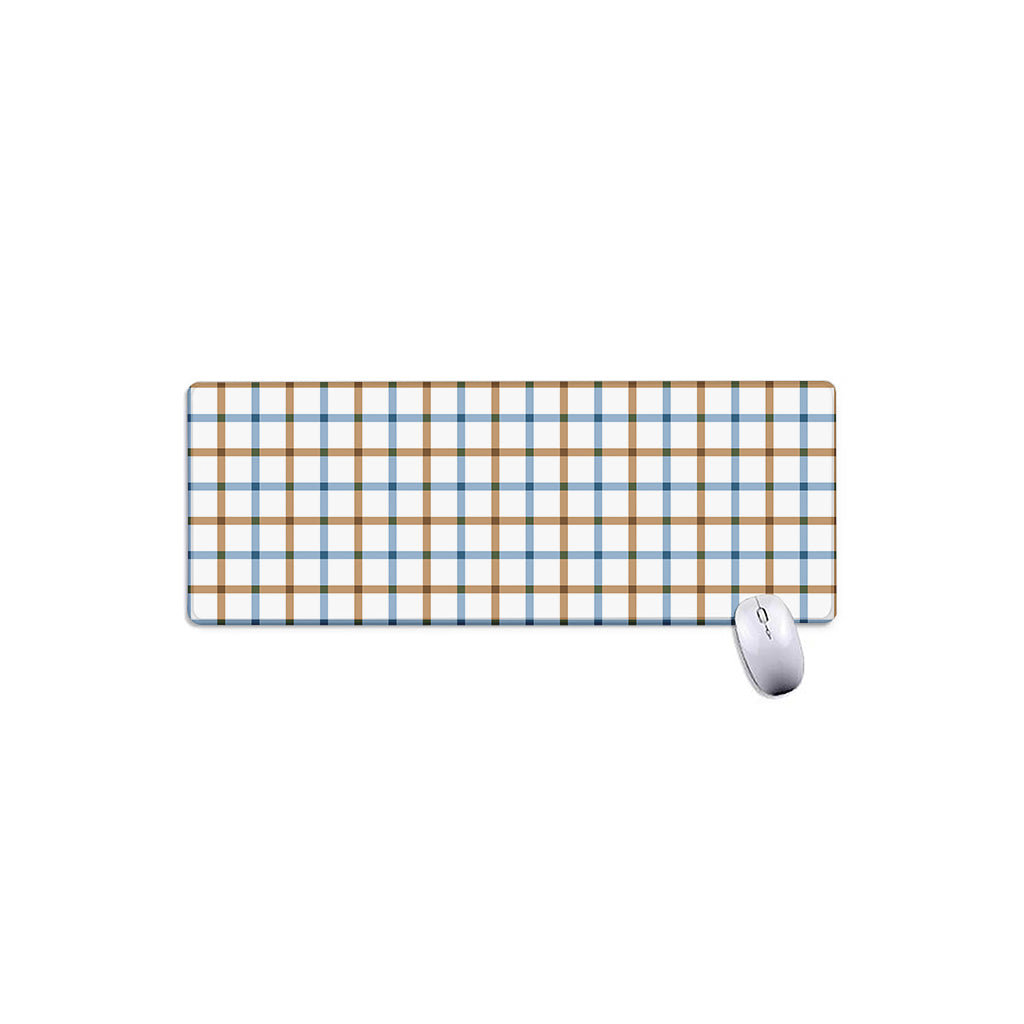 Blue And Brown Tattersall Pattern Print Extended Mouse Pad
