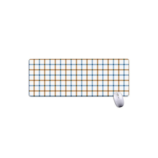 Blue And Brown Tattersall Pattern Print Extended Mouse Pad