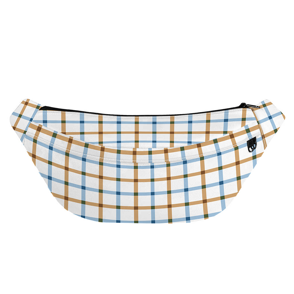 Blue And Brown Tattersall Pattern Print Fanny Pack