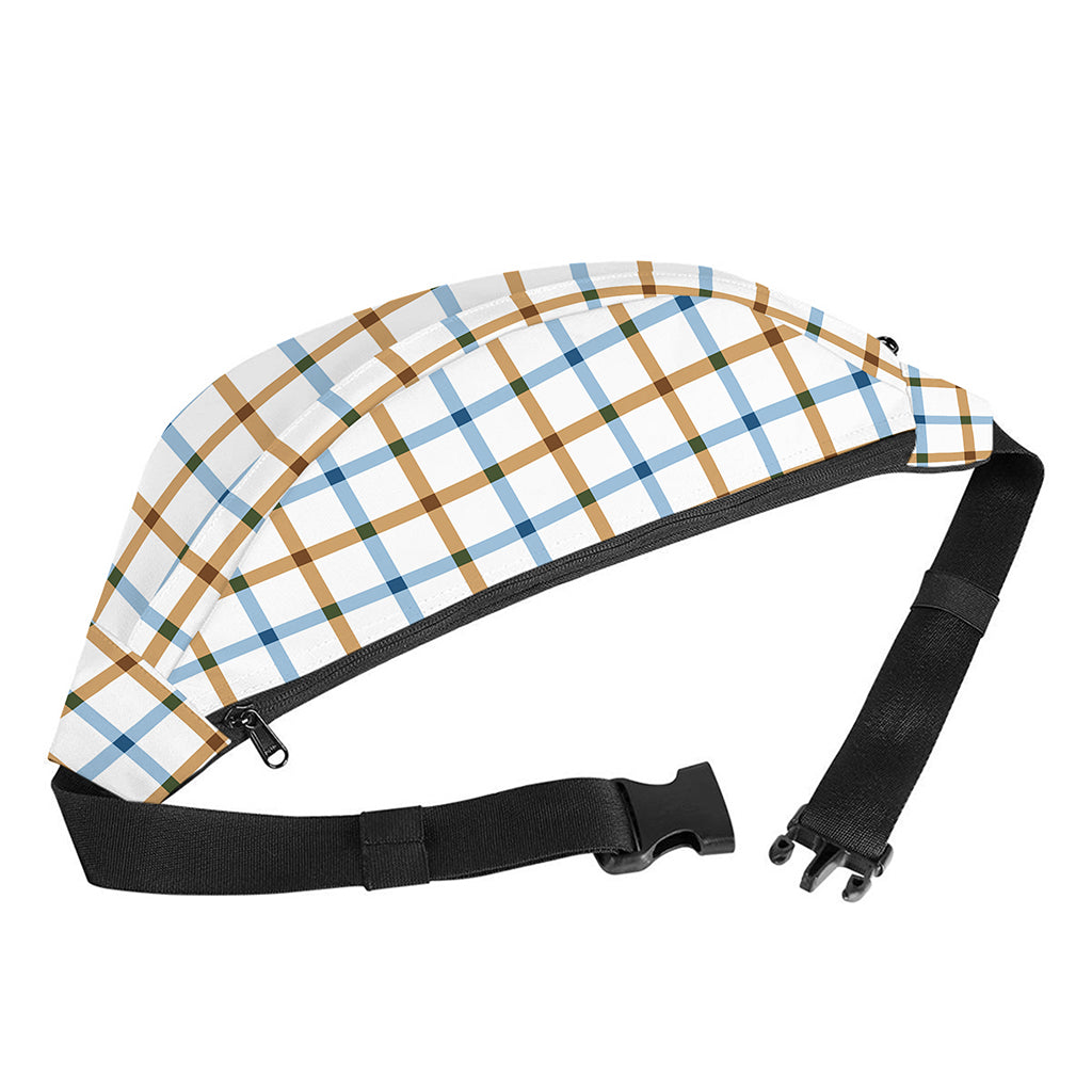 Blue And Brown Tattersall Pattern Print Fanny Pack
