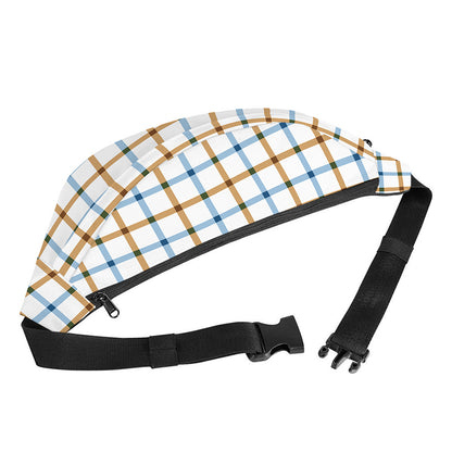 Blue And Brown Tattersall Pattern Print Fanny Pack