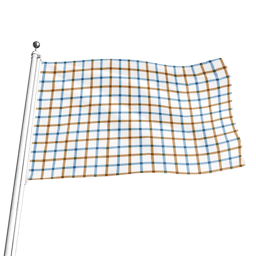 Blue And Brown Tattersall Pattern Print Flag