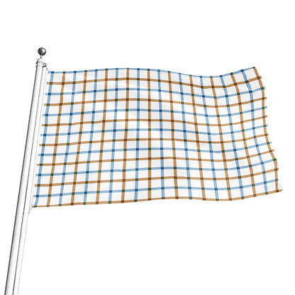 Blue And Brown Tattersall Pattern Print Flag