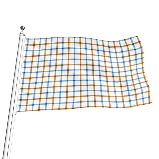 Blue And Brown Tattersall Pattern Print Flag