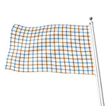 Blue And Brown Tattersall Pattern Print Flag