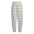 Blue And Brown Tattersall Pattern Print Fleece Lined Knit Pants