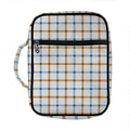 Blue And Brown Tattersall Pattern Print Front Pocket Bible Bag