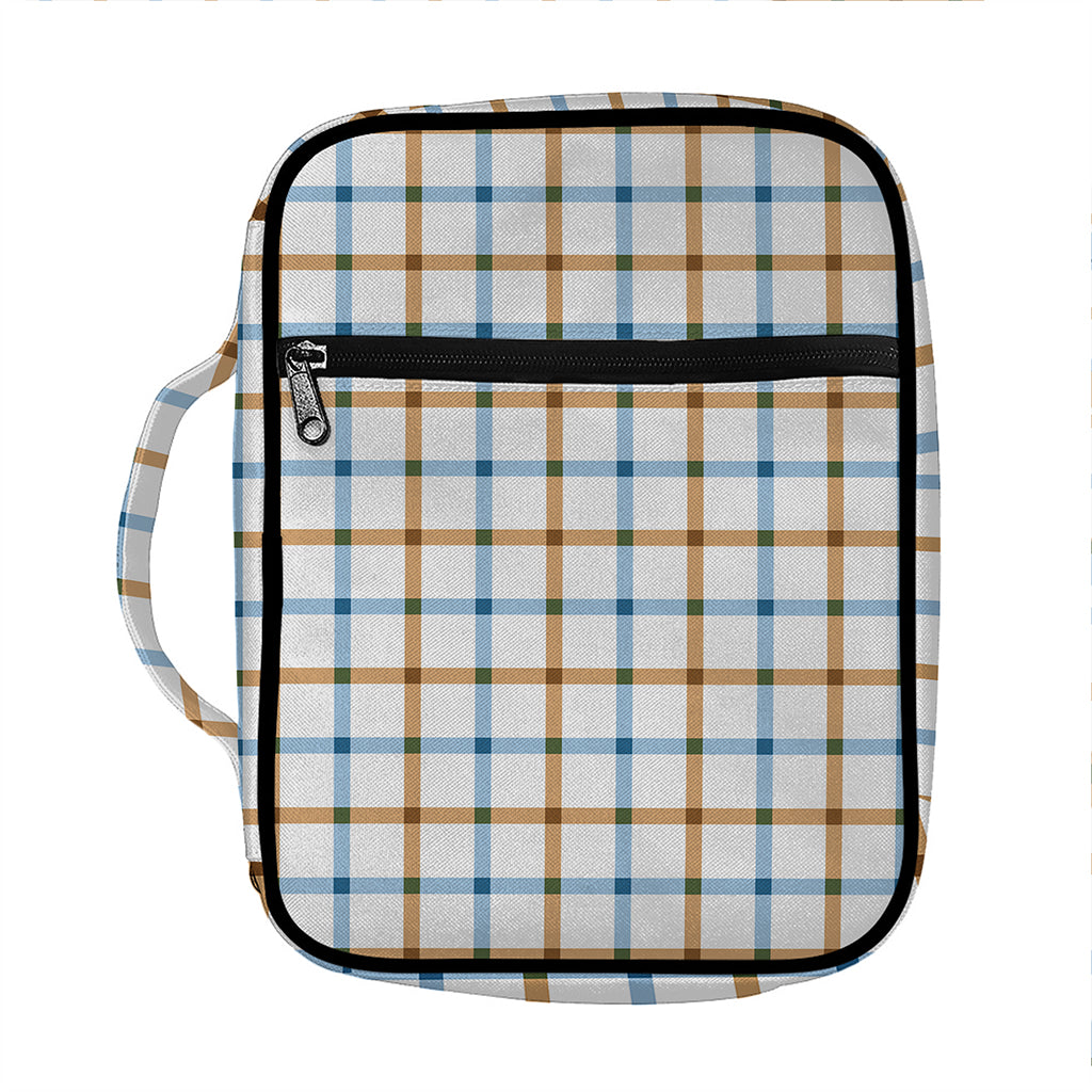 Blue And Brown Tattersall Pattern Print Front Pocket Bible Bag