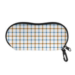 Blue And Brown Tattersall Pattern Print Glasses Case