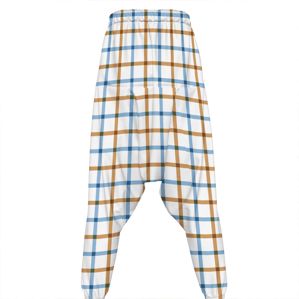 Blue And Brown Tattersall Pattern Print Hammer Pants